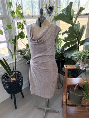 Scarlett Silver Metallic Knee-Length Dress